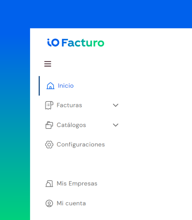 Interfaz de ioFacturo mostrando la facilidad de facturación electrónica